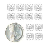 Relaxdays Porte-Serviettes, Lot de 12, Design géométrique, pour Serviette en Papier ou Tissu,. HD : 3x4,5 cm, argenté
