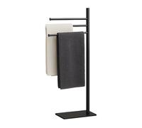 Relaxdays Porte-Serviettes Non Fixe, 3 Barres Mobiles, H x L x P : 83 x 33,5 x 14 cm, pour la Salle de Bain, Noir