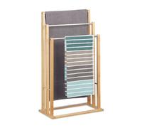 Relaxdays Porte-serviettes sur pied 3 bras bambou
