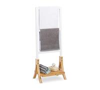Relaxdays Porte-Serviettes sur Pied, 3 Bras, Salle de Bain, Support Valet, serviteur HxlxP: 104 x 41 x 28,5 cm, Blanc