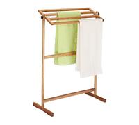 Relaxdays Porte-Serviettes sur Pied, sèche-Serviettes avec 4 Barres, HLP: 98x66x31 cm, Support Serviettes, Noyer, Nature
