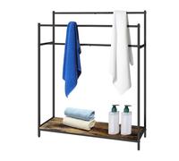 Porte-serviettes Relaxdays sur pied avec étagère, H x L x P : 100 x 82 x 29 cm, style industriel, 3 barres, noir/marron