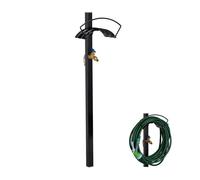 Relaxdays Porte-tuyau d’arrosage avec robinet, 2x connecteurs 3/4"", adaptateurs 1/2"" inclus, acier, 107,5x33x18 cm, noir