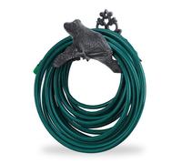 Relaxdays Porte Tuyau grenouille, support tuyau de jardin mural, enrouleur nostalgique, fonte, HLP : 19x27x17 cm, gris