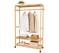 Relaxdays Porte-manteau bambou à roulettes