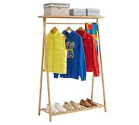 Relaxdays Porte-vêtements en Bambou, 2 étagères, Tringle, Naturel