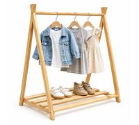 Relaxdays Porte-vêtements enfant en pin naturel avec tringle et étagère, H x L x P: 111,5 x 112 x 48 cm