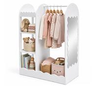 Relaxdays Porte-vêtements Enfant, Miroir, 5 Compartiments, Tringle, Blanc