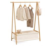 Relaxdays Porte-vêtements Enfants en Bambou 106x86x36 cm Nature/Blanc