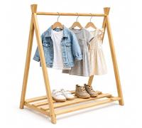 Relaxdays Porte-vêtements Enfants en pin, Tringle et étagère, Naturel