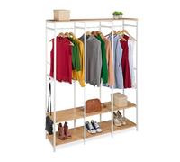 Relaxdays Porte-vêtements, Ouvert, Armoire, étagères et Tringle, HBT : 180 x 141 x 40 cm, métal, Blanc/Nature