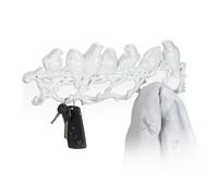Relaxdays Portemanteau blanc design oiseaux