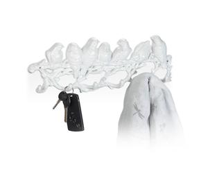 Relaxdays Portemanteau blanc design oiseaux