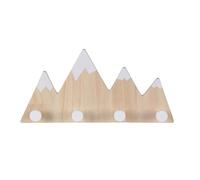 Relaxdays Portemanteau Enfant Berg, patère Murale 4 Crochets, H x L x P 17 x 34,5 x 5 cm, Bois et MDF, Naturel/Blanc