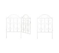 Relaxdays Portillon de Jardin, 3 pièces, Acier, Porte avec Ornements, 2 éléments de clôture, HxL : 98,5 x 185 cm, Blanc