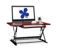 Relaxdays Poste de travail debout assise Station bureau hauteur réglable professionnel surface clavier, brun rouge