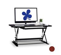 Relaxdays Poste de Travail Debout Assise Station Bureau Hauteur réglable Professionnel Surface Clavier, Noir, Taille