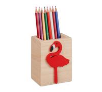 Relaxdays Pot à crayon flamant rose