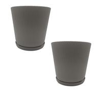 Relaxdays Lot de deux pots avec soucoupes