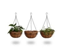 Relaxdays Pot De Fleurs Suspendu Panier Plantes Coco Lot De 3 35 Cm Diamètre Marron