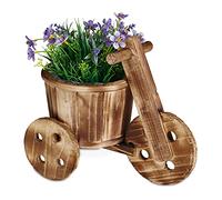 Relaxdays Pot de Fleurs vélo, décoration Jardin, extérieur, pour Plantes, HxLxP : env. 25 x 30 x 16,5 cm, Bois, Nature