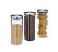 Relaxdays Pot en verre pour stockage jeu de 3;1,5L