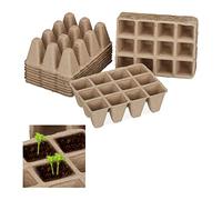 Relaxdays Pot Jardinage en Set, Lot de 51, pour Plantes, carré, Cellulose, diamètre : 5 cm, Beige