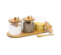 Relaxdays Pot à épices JIAO Pot condiments bambou