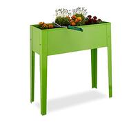 Relaxdays Potager élevé en métal jardinière sur pied balcon en hauteur terrasse HxlxP: 80,5 x 81,5 x 31 cm, vert clair