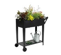 Relaxdays Potager surélevé, étagère, 2 Roues, Jardin, Balcon/terrasse, Noir | H x L x P : 80 x 85 x 50 cm, mobile