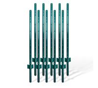 Relaxdays Poteaux de clôture, lot de 10, 120 cm, à enfoncer, profilé en U, acier, vert pour grillage