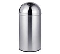 Relaxdays Poubelle, 50 L, couvercle poussoir, inox, argent