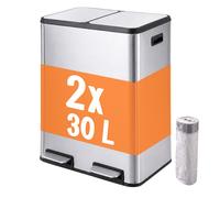 Relaxdays Poubelle 2 compartiments inox