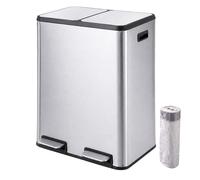 Relaxdays Poubelle 2 compartiments inox