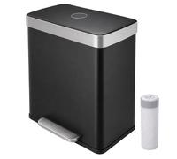Relaxdays Poubelle 2 compartiments inox