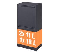 Relaxdays Poubelle 3 compartiments 40 l