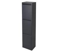 Relaxdays Poubelle 3x18 L, 3 compart., couvercle rabattable, anthracite | à fixer au mur, en fer, H x l x P : 25 x 32 x 132 cm