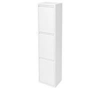 Relaxdays Poubelle 3x18 L, 3 compartiments, couvercle rabattable, blanche | à fixer au mur, en fer, H x l x P : 25 x 32 x 132 cm