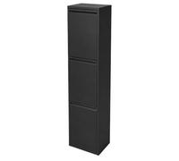 Relaxdays Poubelle 3x18 L, 3 compartiments, couvercle rabattable, noir | à fixer au mur, en fer, H x l x P : 25 x 32 x 132 cm