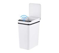 Relaxdays Poubelle à capteur, 9 L, ouverture automatique, argent | support sacs, plastique PP, cuisine