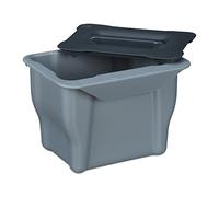 Relaxdays Poubelle à Compost pour la Cuisine, 5 litres, avec Couvercle, à accrocher, en Plastique, Gris