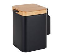 Relaxdays Poubelle à cosmétiques à fixation murale, 3 l, noir/nature | fermeture douce, seau intérieur, métal, carrée