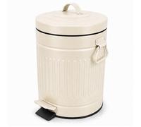 Relaxdays poubelle à cosmétiques rétro 5 L H x D : 29 x 20 5 cm métal seau intérieur amovible softclose beige