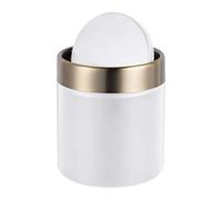 Relaxdays Poubelle à couvercle basculant, table & salle de bain | anneau inox, 1,5 L, blanc
