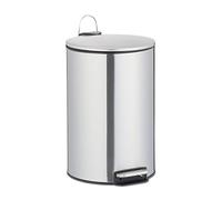 Relaxdays Poubelle à pédale 12l, en Acier Inoxydable, Seau intérieur, rabattage Automatique, Salle de Bain, WC, argenté