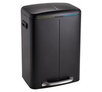 Relaxdays, poubelle avec 2 compartiments, capacité de 2 x 20 litres, bacs intérieurs amovibles, système de fermeture douce, pédale, acier inoxydable, poubelle à pied pour cuisine, noire