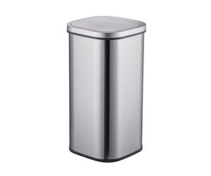 Relaxdays Poubelle avec capteur, 30 L, couvercle automatique, porte-sac, acier inoxydable, cuisine, argent