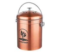 Relaxdays Poubelle Compost 5 L pour Cuisine, Petite, métal cuivre, avec Couvercle et Filtre Anti-odeurs