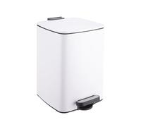 Relaxdays Poubelle de Cuisine 12L with Fermeture amortie, Seau Amovible, métal Mat, carrée, Blanc 33x25x30 cm