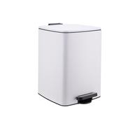 Relaxdays Poubelle de Cuisine 20 L, Fermeture amortie, Seau Amovible, Mate, Rectangle à pédale, Blanche 40x29x34 cm